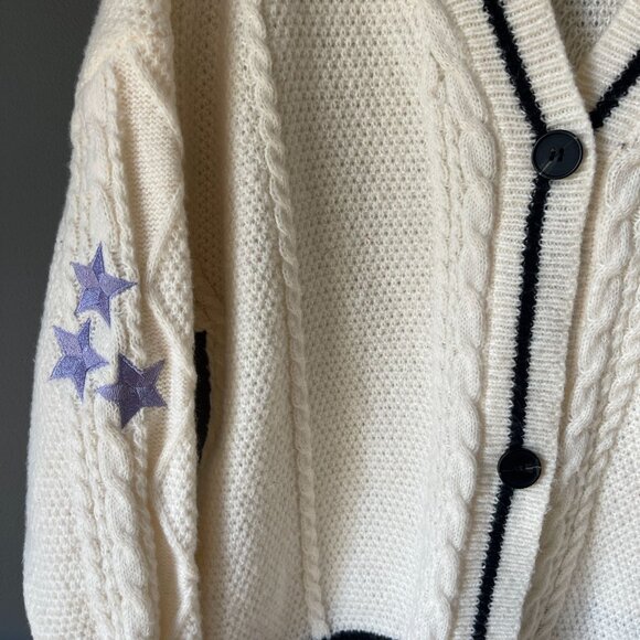 Taylor Swift Folklore Album Embroidered Stars Knit Cardigan Sweater XS/SM - Picture 3 of 5